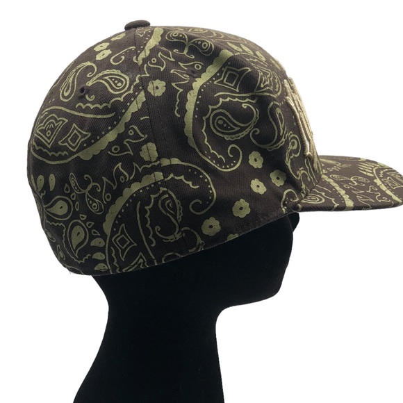 Hustler Hat Brown Mint Green Paisley Bandana Print Embroidery Large Baseball Cap - Picture 8 of 9